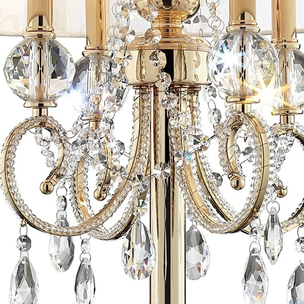 Stunning Brass Gold Finish Table Lamp with Crystal Accents By Homeroots - Image 5