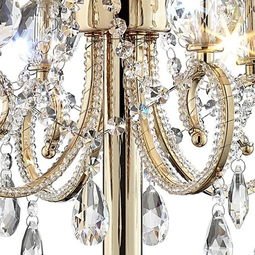 Stunning Brass Gold Finish Table Lamp with Crystal Accents By Homeroots - Image 6
