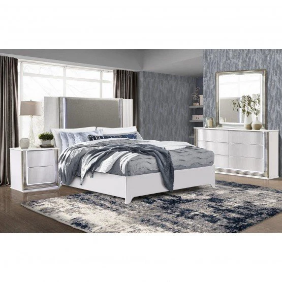 Stunning Bright White Led Two Drawer Nightstand By Homeroots - Image 3