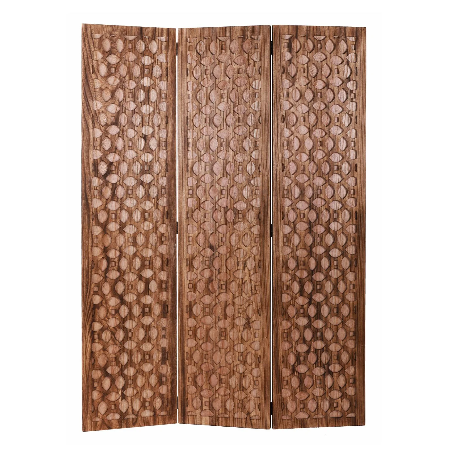 Stunning Carved Brown Wood Room Divider Screen By Homeroots - Image 2
