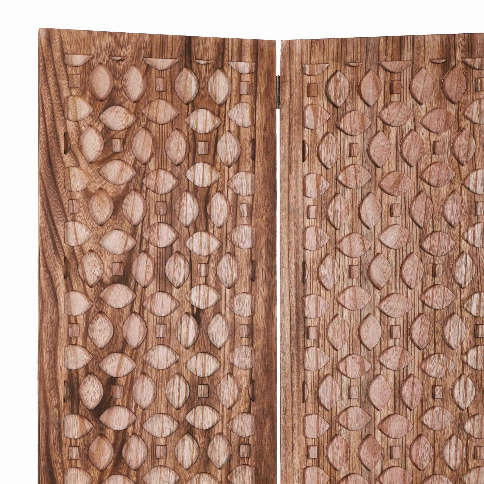 Stunning Carved Brown Wood Room Divider Screen By Homeroots - Image 3