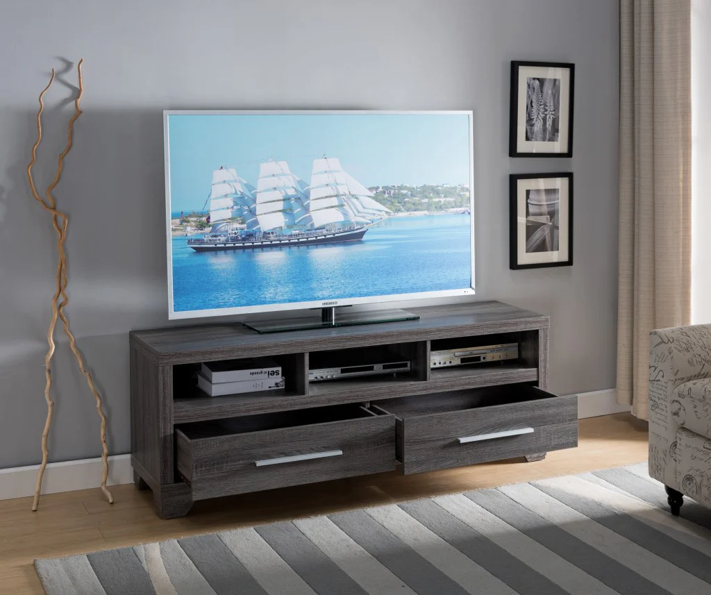 Stunning Modern Grey TV Console Cabinet By Homeroots - Image 2