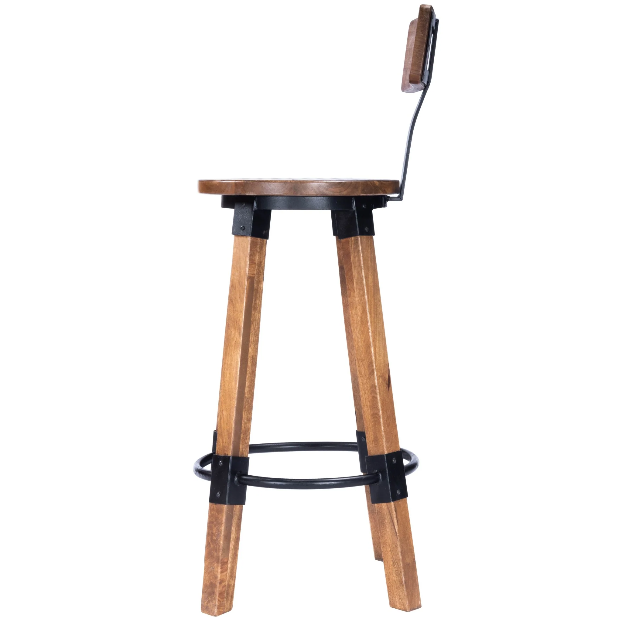 Sturdy Wood And Metal Bar Stool By Homeroots - Image 3