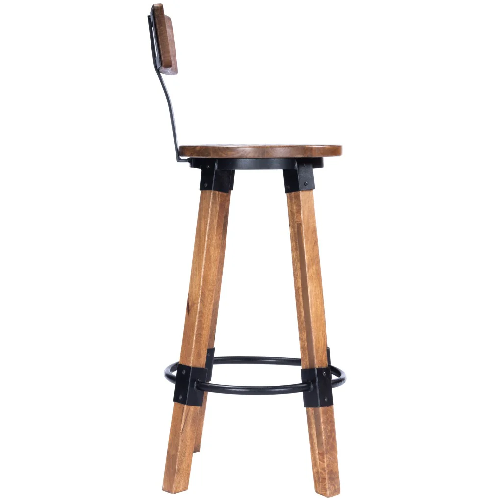Sturdy Wood And Metal Bar Stool By Homeroots - Image 5