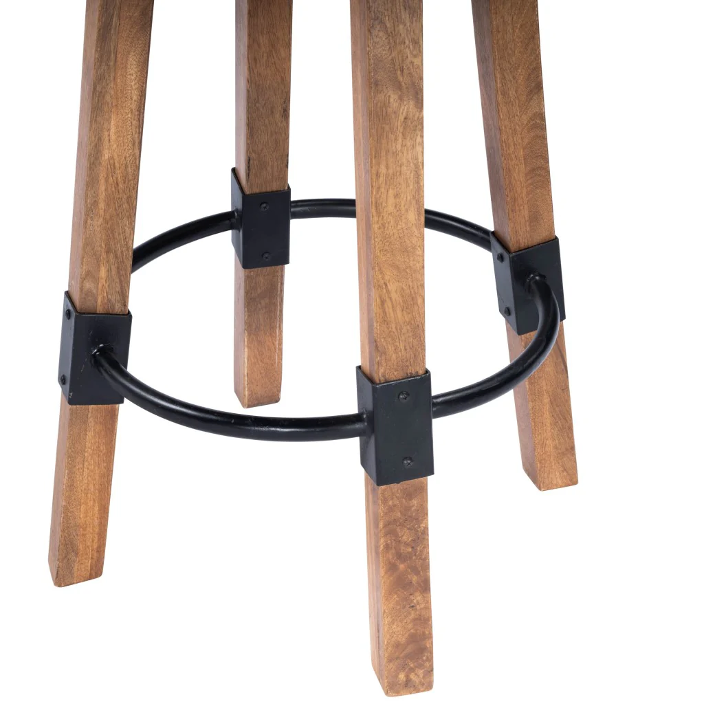 Sturdy Wood And Metal Bar Stool By Homeroots - Image 7