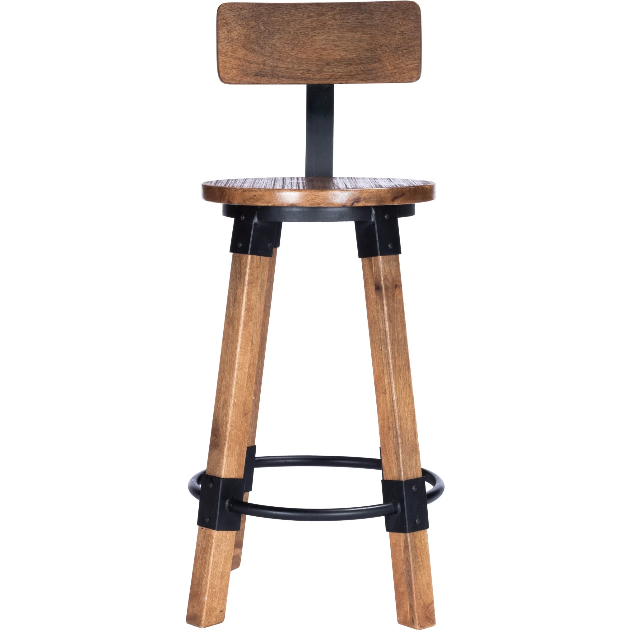 Sturdy Wood And Metal Counter Stool By Homeroots - Image 2