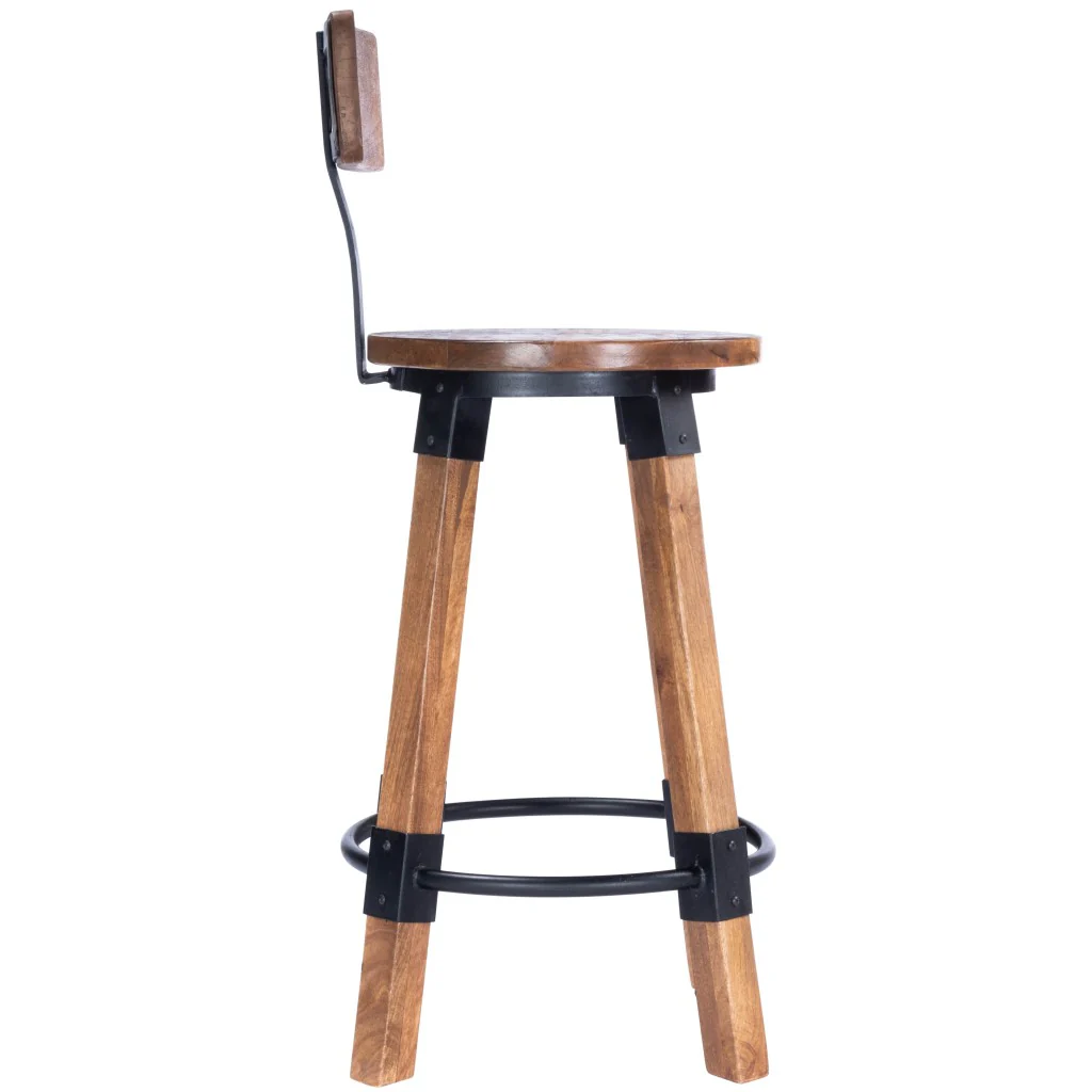 Sturdy Wood And Metal Counter Stool By Homeroots - Image 5