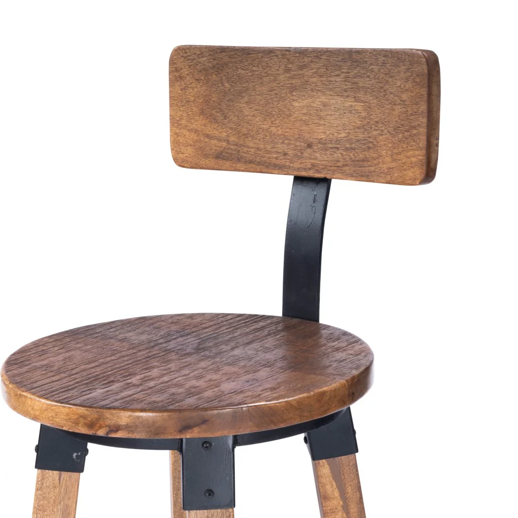 Sturdy Wood And Metal Counter Stool By Homeroots - Image 8