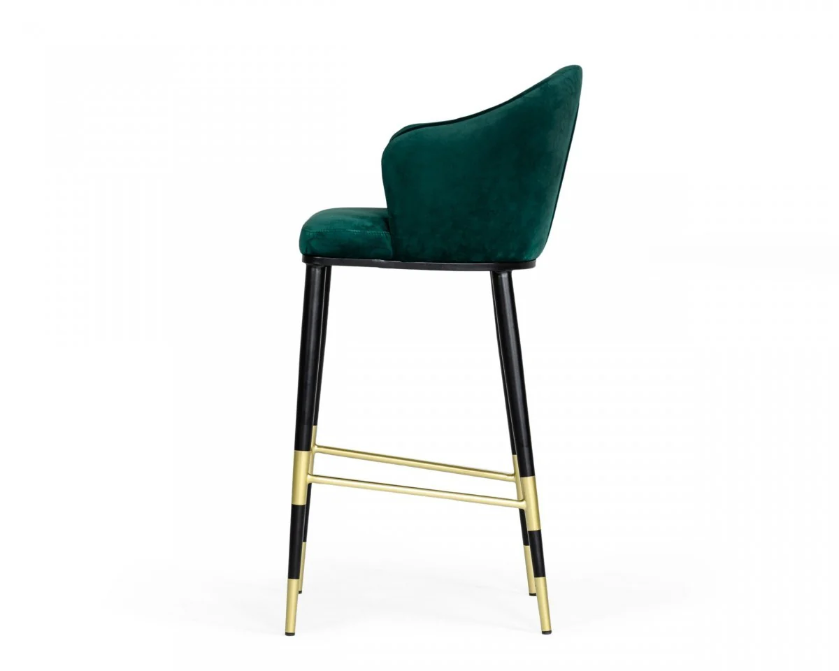 Stylish 42" Green And Black Barstool With Gold Accents By Homeroots - Image 4