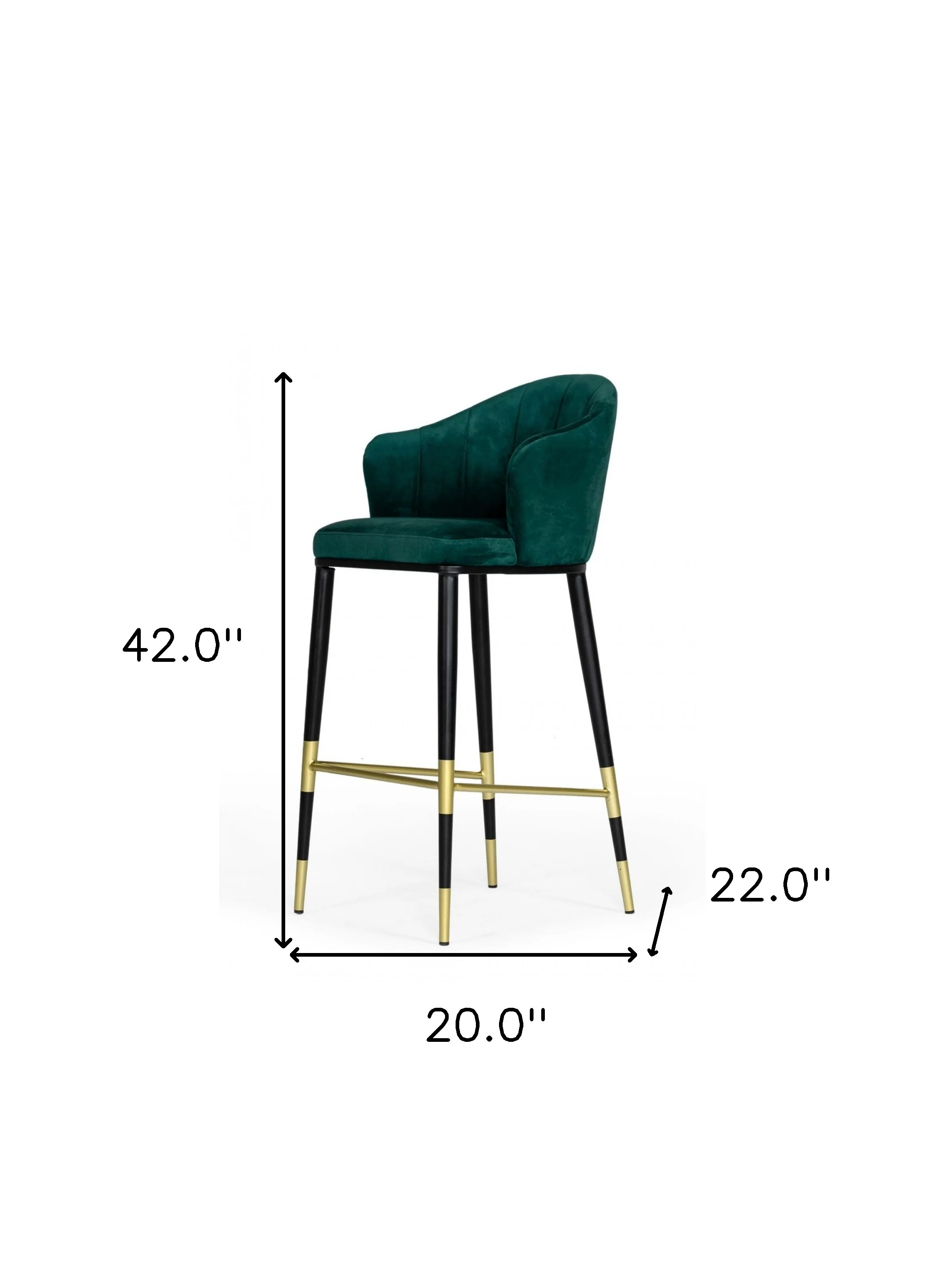 Stylish 42" Green And Black Barstool With Gold Accents By Homeroots - Image 7