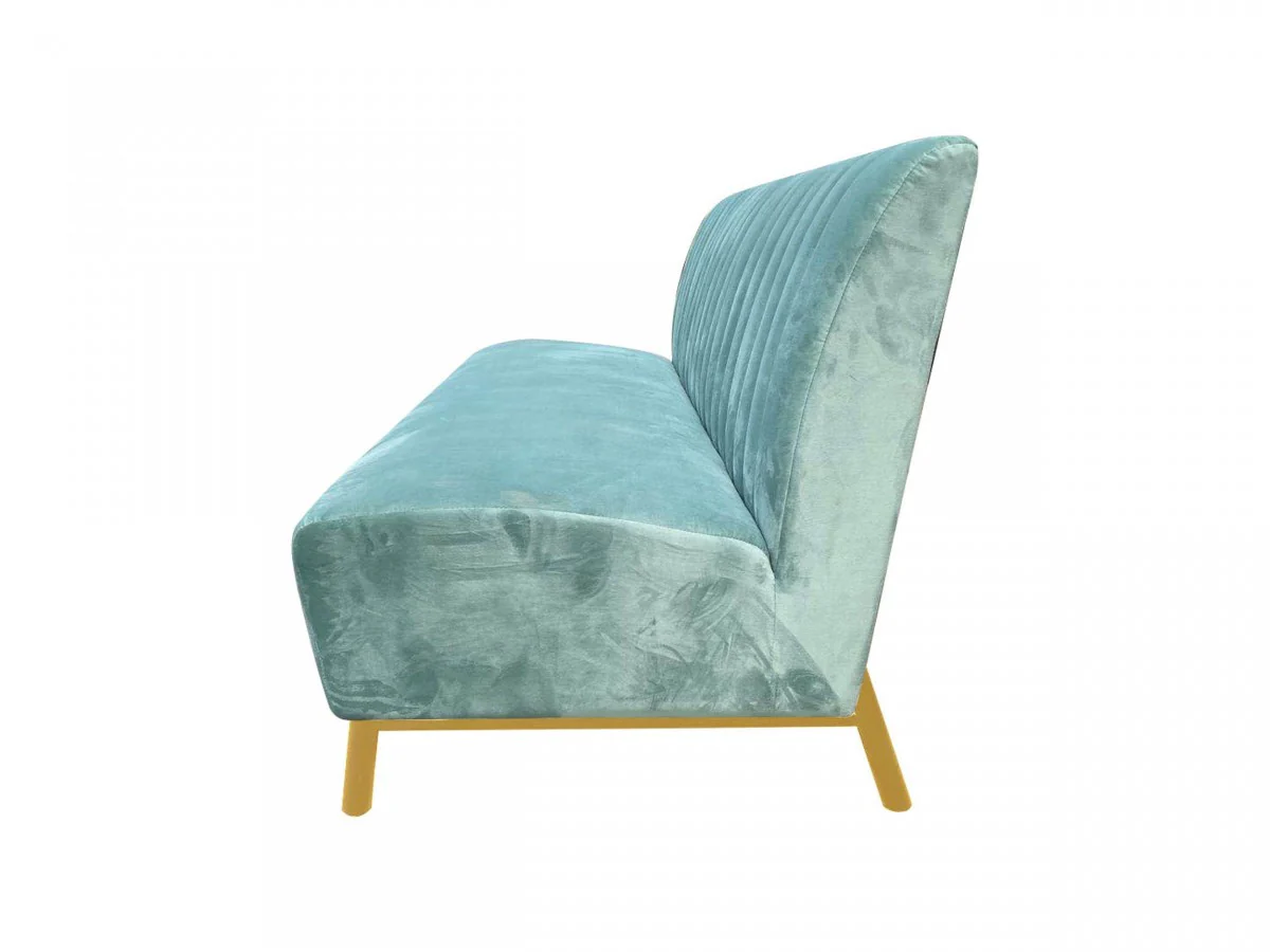 Stylish 71" Light Green Fabric And Gold Sofa By Homeroots - Image 4