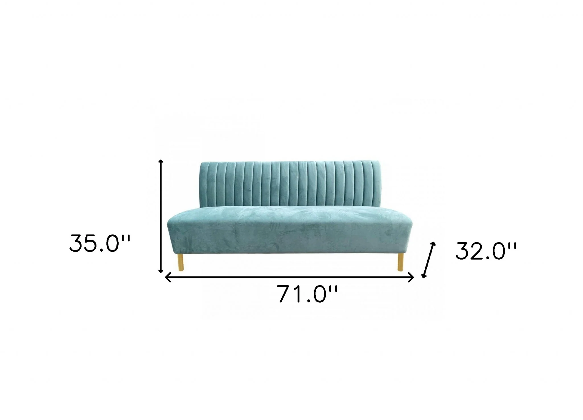 Stylish 71" Light Green Fabric And Gold Sofa By Homeroots - Image 6