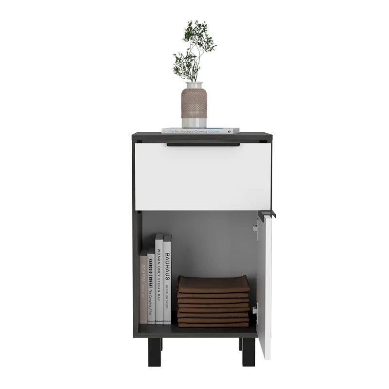 Stylish and Contemporary Smokey Oak and White Bedroom Nightstand By Homeroots - Image 3