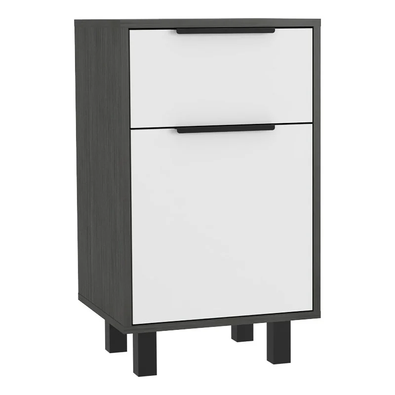 Stylish and Contemporary Smokey Oak and White Bedroom Nightstand By Homeroots - Image 4