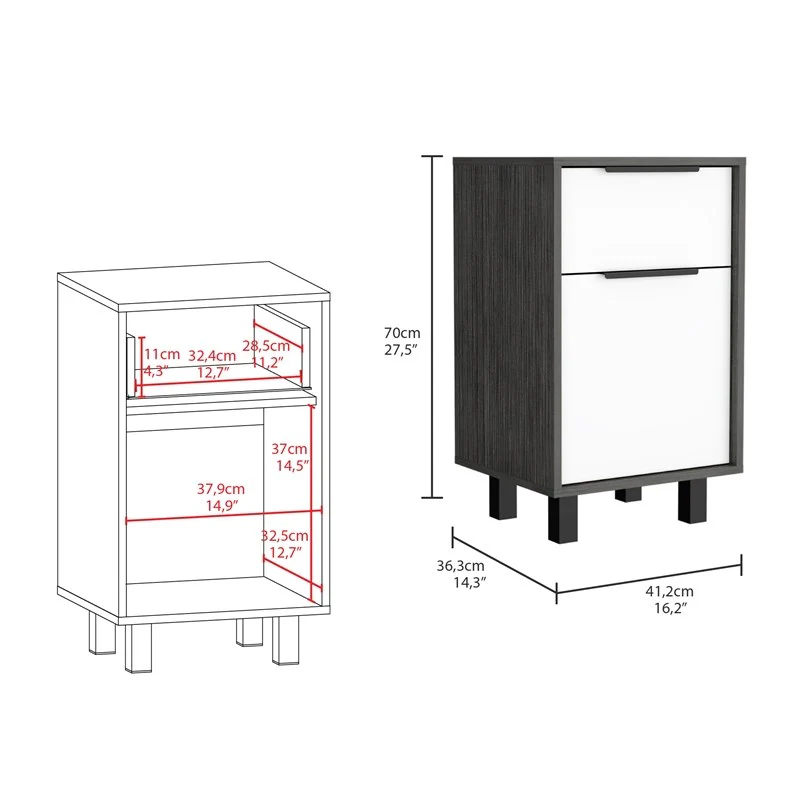 Stylish and Contemporary Smokey Oak and White Bedroom Nightstand By Homeroots - Image 5