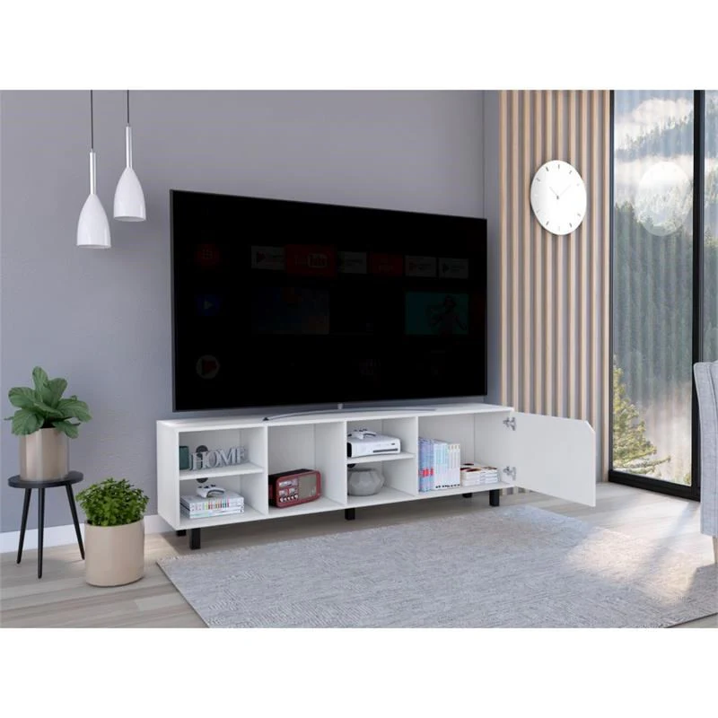 Stylish and Fresh White Television Stand By Homeroots - Image 3