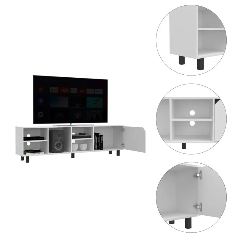 Stylish and Fresh White Television Stand By Homeroots - Image 4