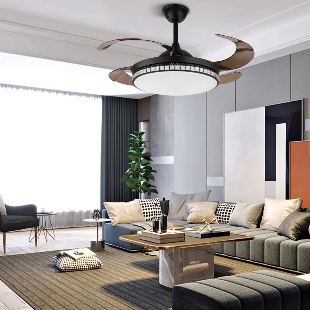 Stylish Black Chandelier With Retractable Blades By Homeroots - Image 3