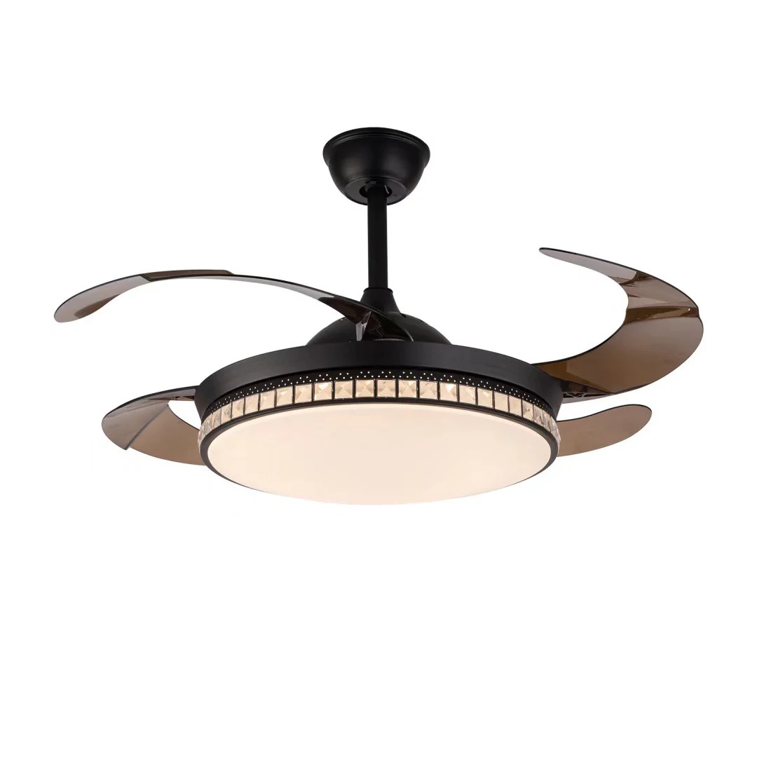 Stylish Black Chandelier With Retractable Blades By Homeroots - Image 5