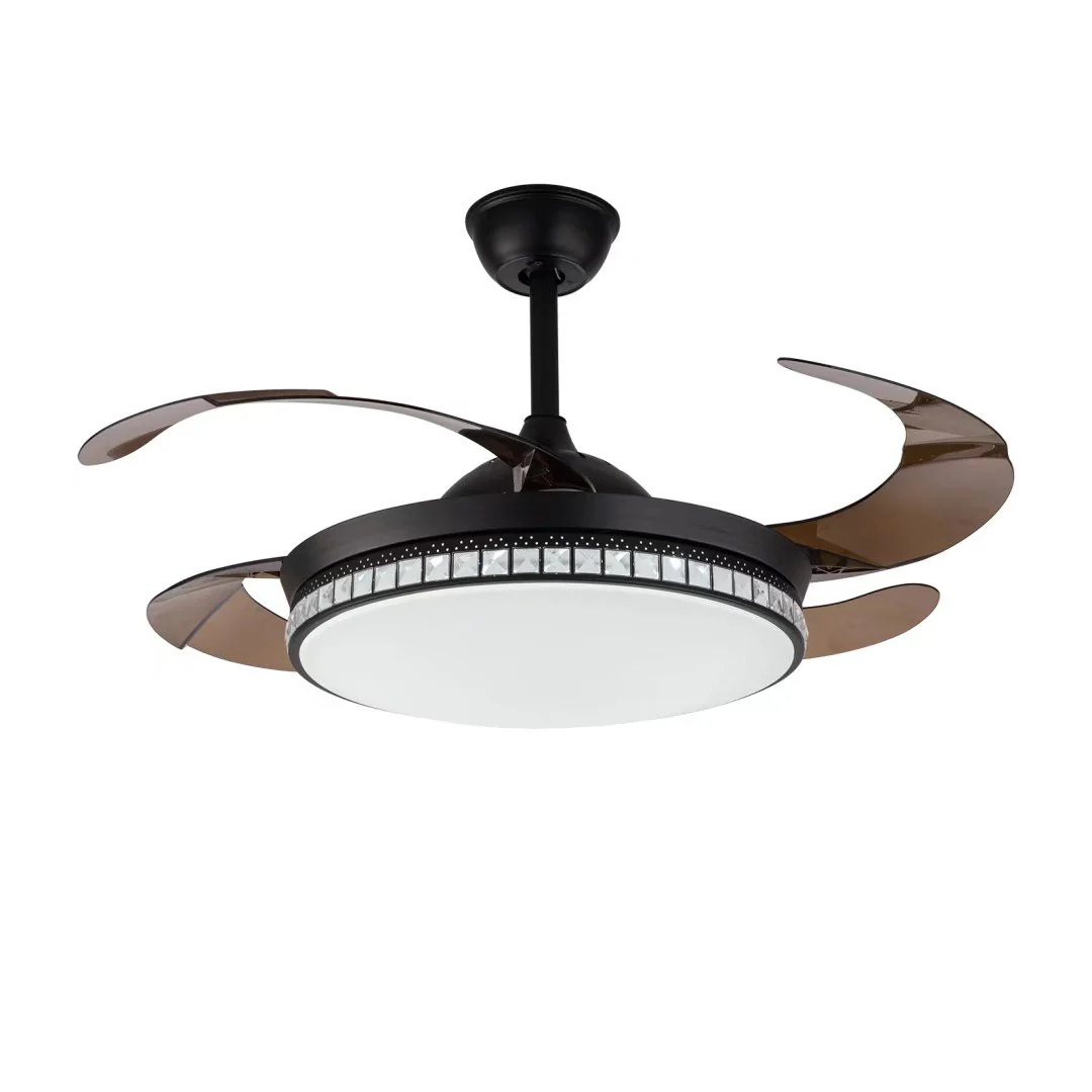 Stylish Black Chandelier With Retractable Blades By Homeroots - Image 6