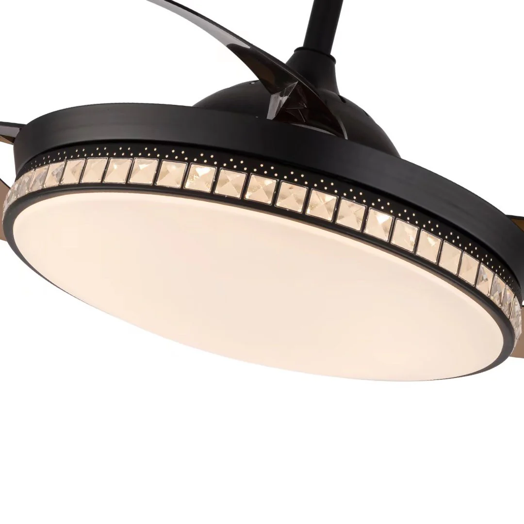 Stylish Black Chandelier With Retractable Blades By Homeroots - Image 7