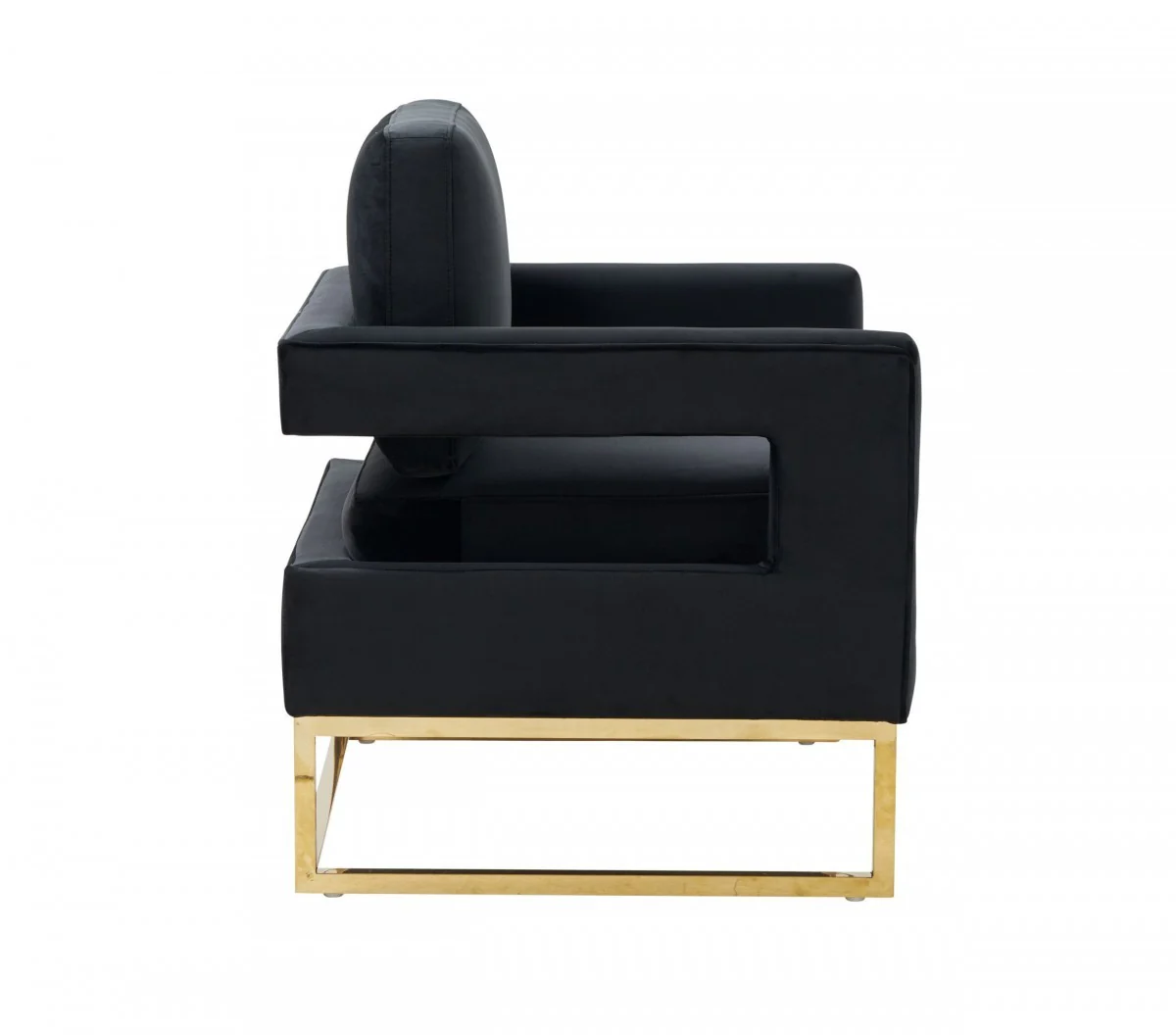 Stylish Black Velvet And Gold Steel Chair By Homeroots - Image 3