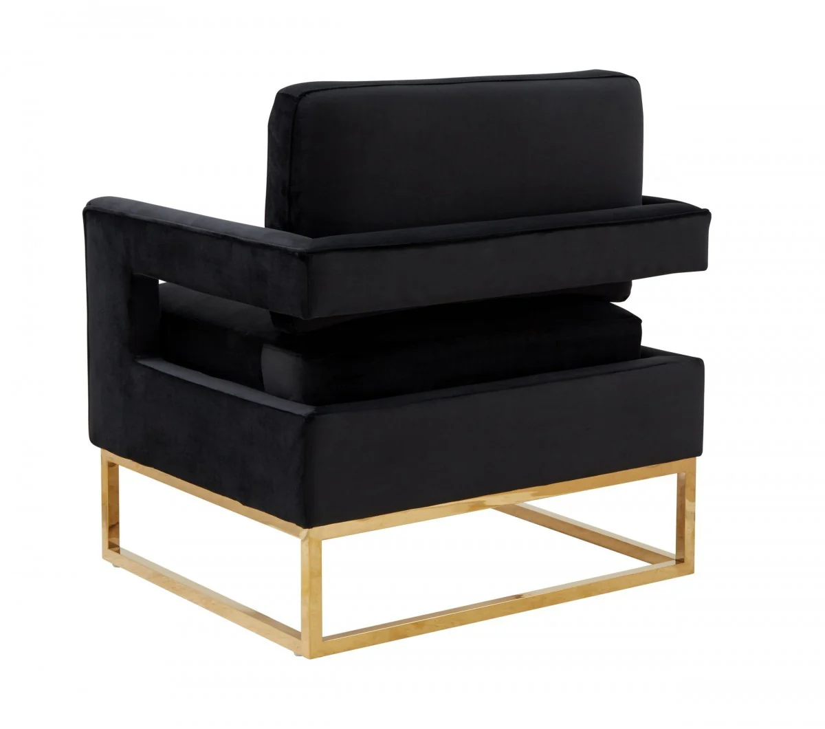 Stylish Black Velvet And Gold Steel Chair By Homeroots - Image 4