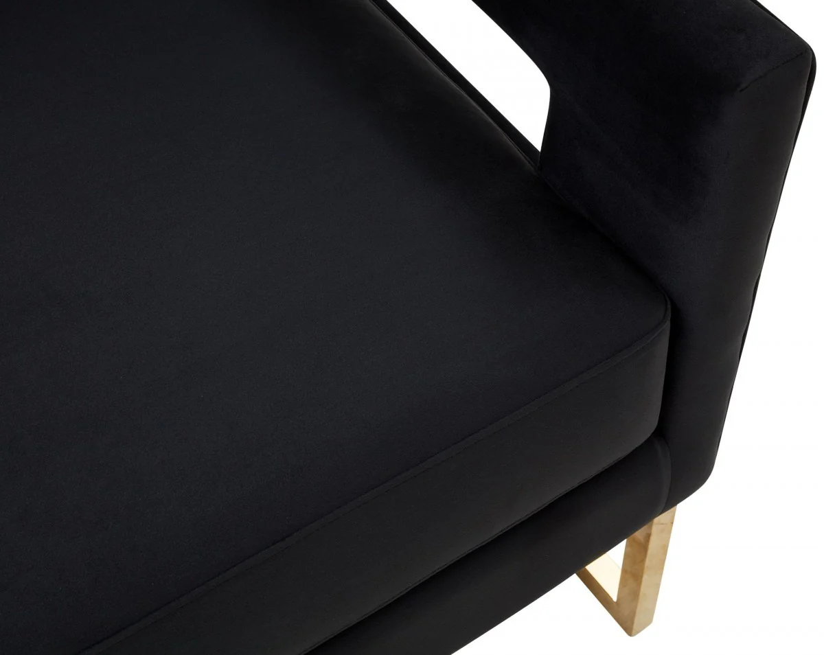 Stylish Black Velvet And Gold Steel Chair By Homeroots - Image 5