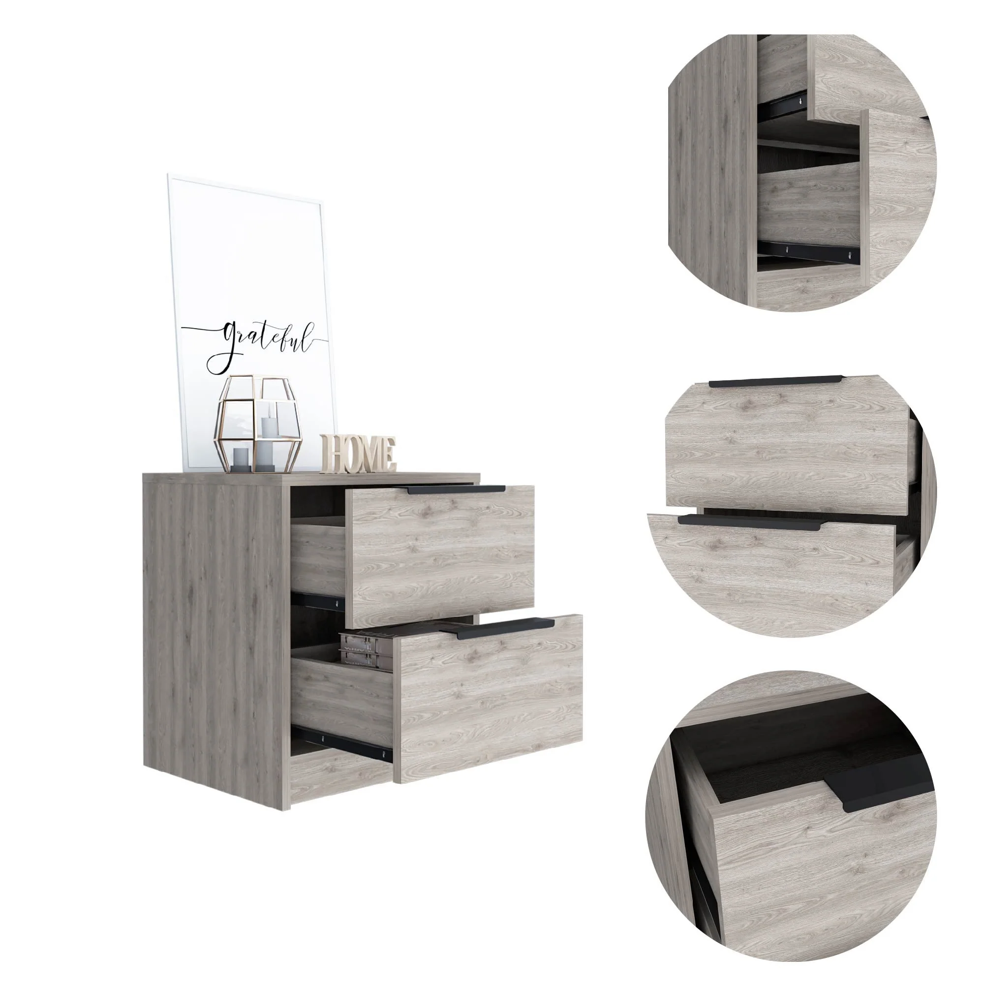 Stylish Black Wengue Two Drawer Nightstand By Homeroots - Image 3