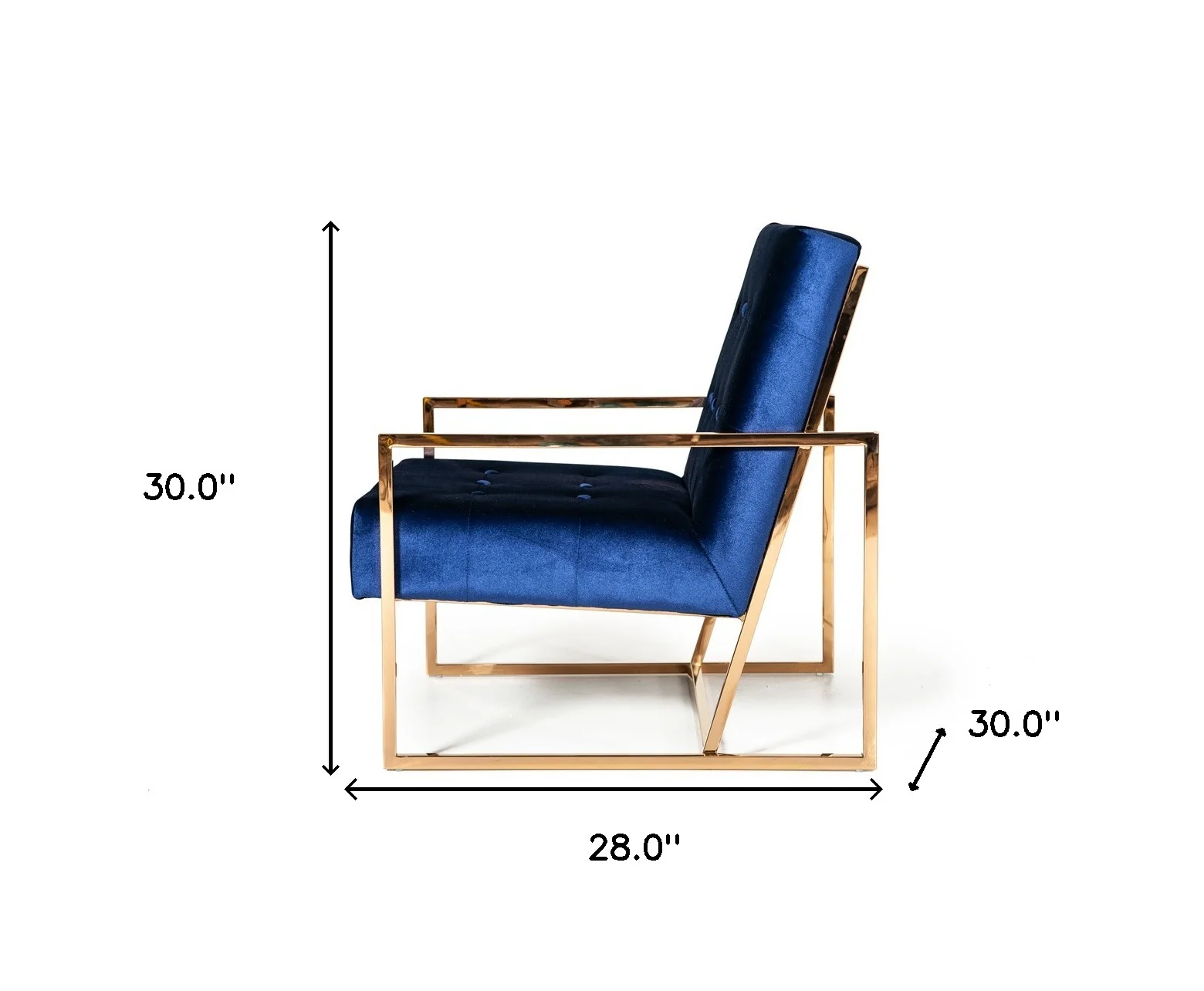 Stylish Blue and Gold Fabric Square Back Accent Chair By Homeroots - Image 6