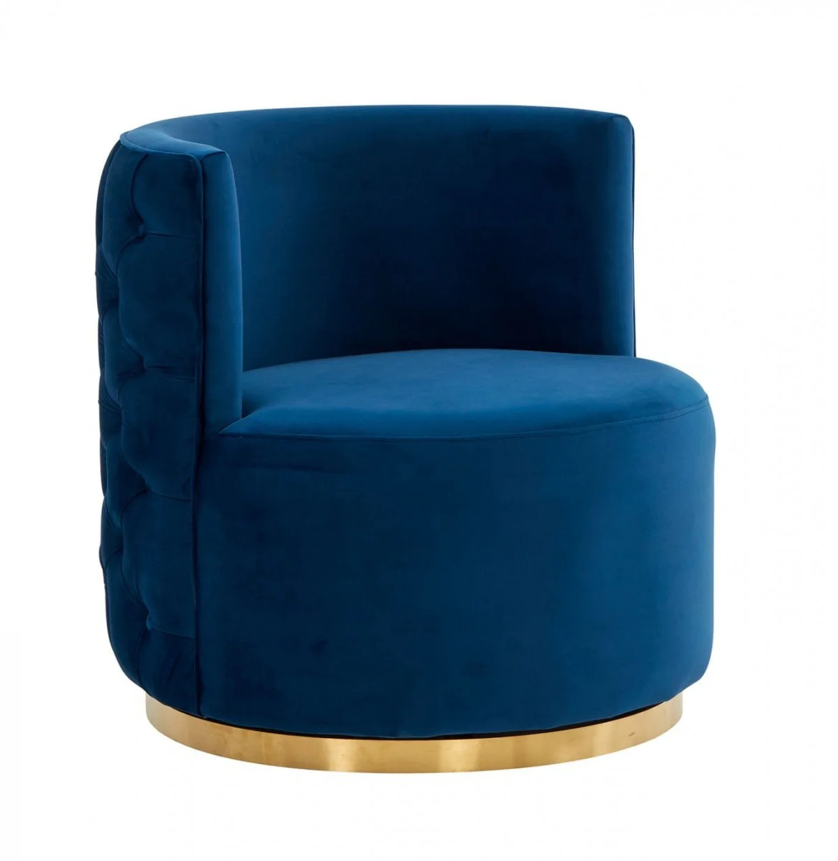 Stylish Blue Velvet And Gold Steel Chair By Homeroots - Image 2