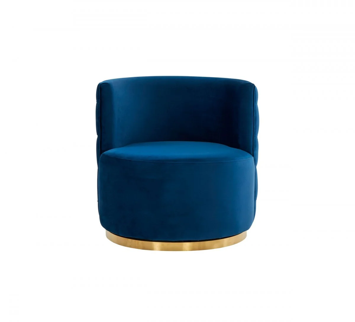Stylish Blue Velvet And Gold Steel Chair By Homeroots - Image 3