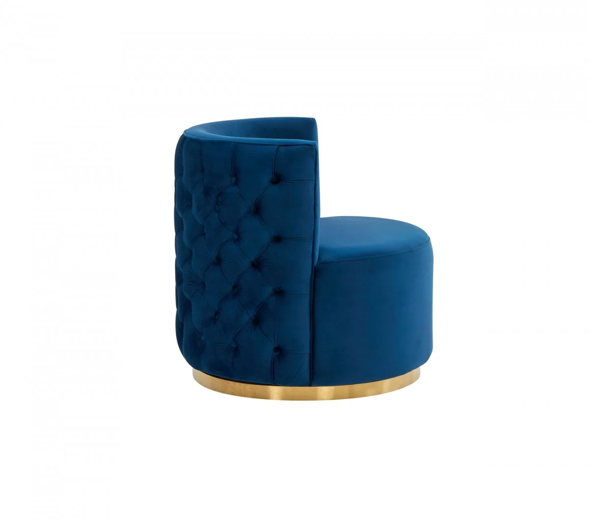 Stylish Blue Velvet And Gold Steel Chair By Homeroots - Image 4