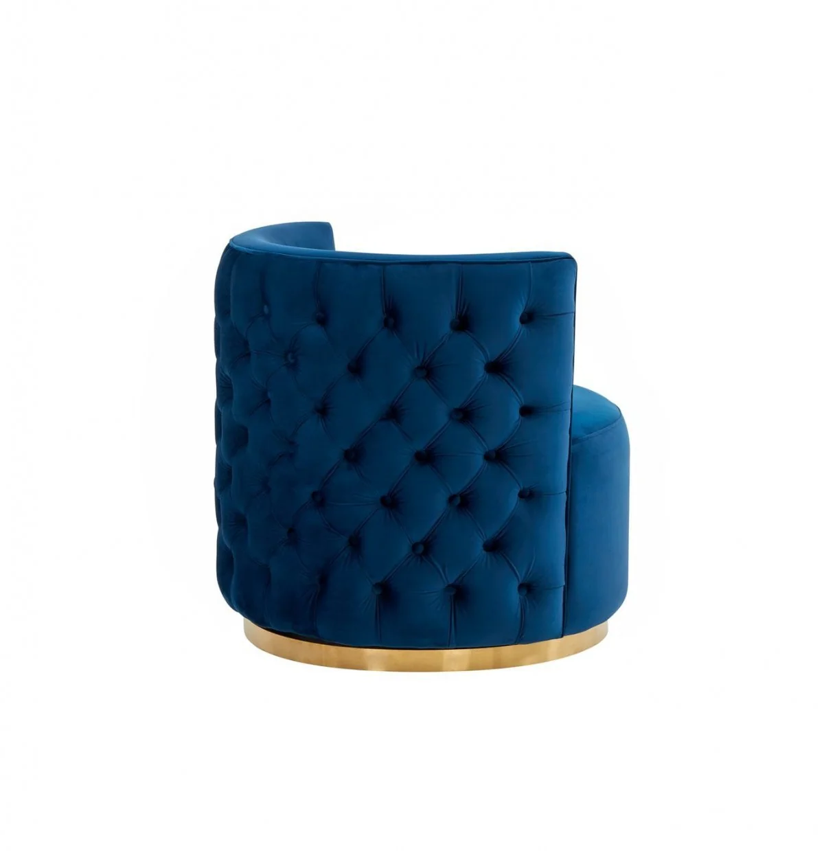 Stylish Blue Velvet And Gold Steel Chair By Homeroots - Image 5
