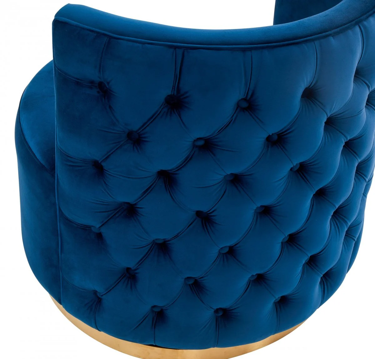 Stylish Blue Velvet And Gold Steel Chair By Homeroots - Image 6