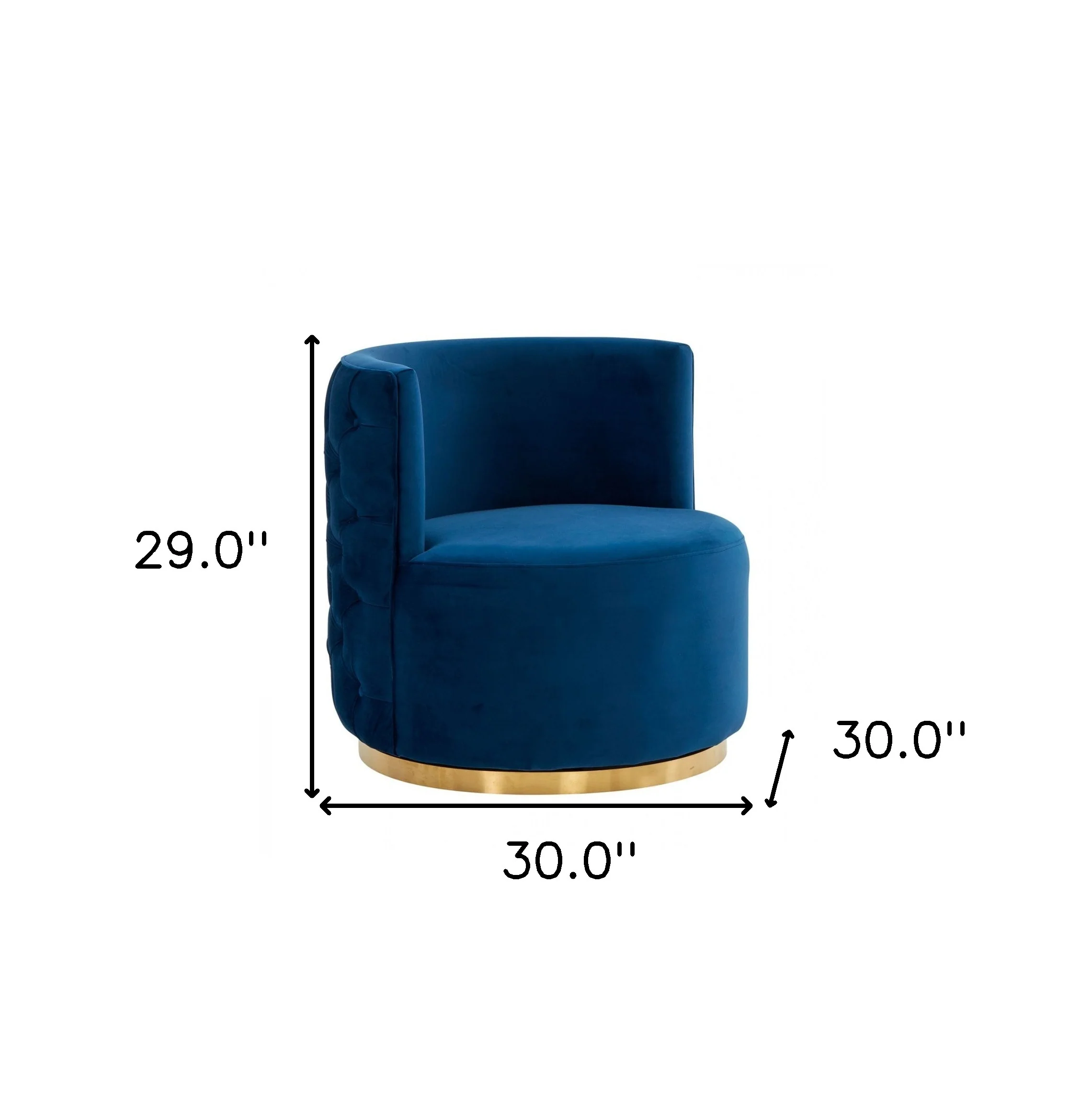 Stylish Blue Velvet And Gold Steel Chair By Homeroots - Image 7