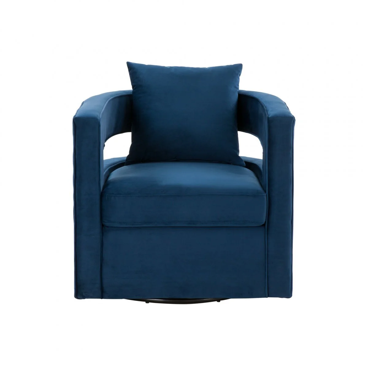 Stylish Blue Velvet Swivel Chair By Homeroots - Image 2