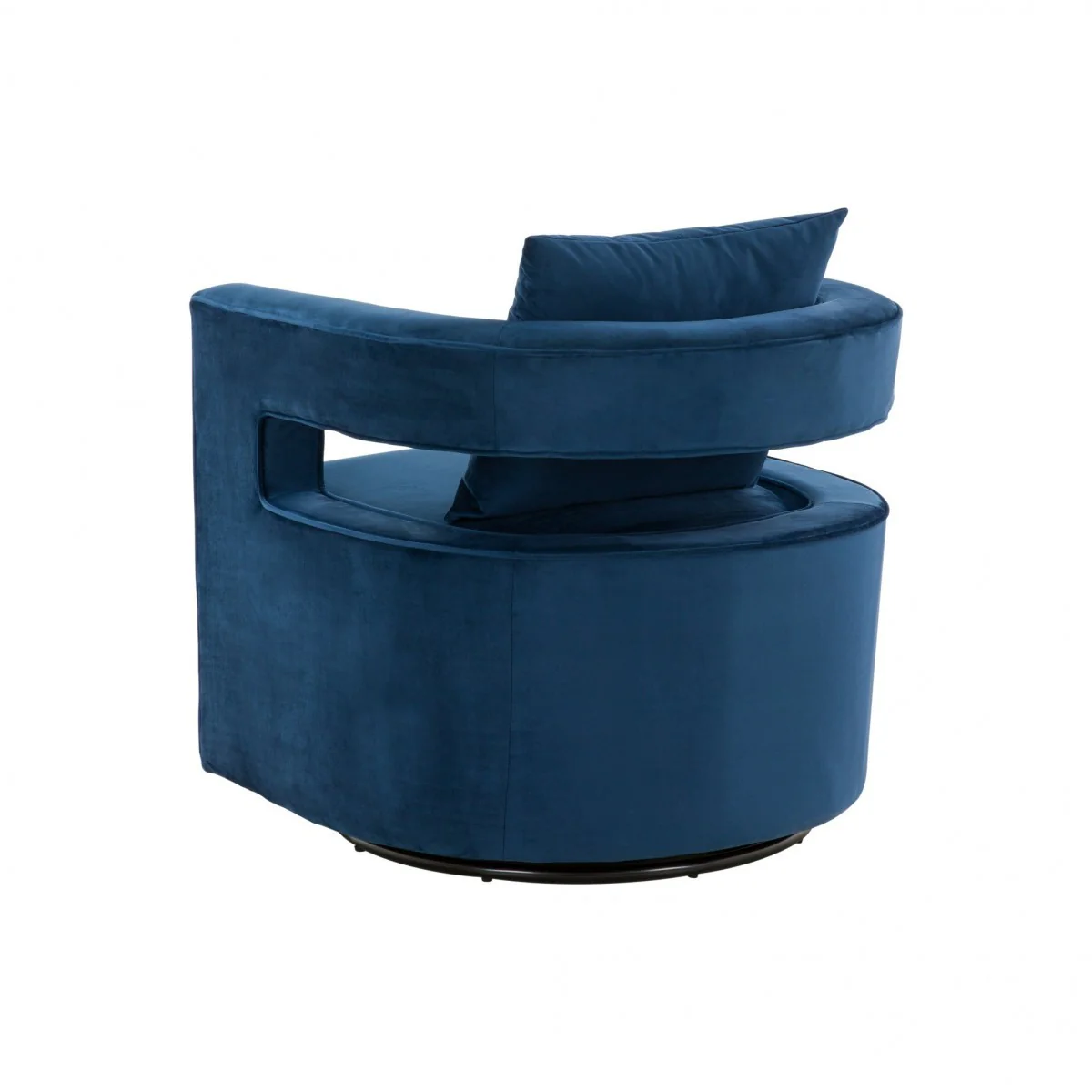 Stylish Blue Velvet Swivel Chair By Homeroots - Image 4