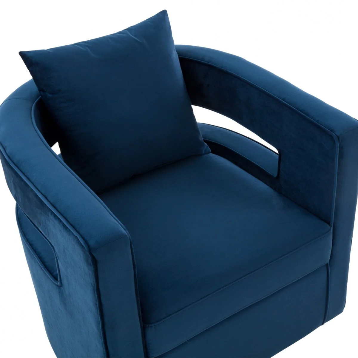 Stylish Blue Velvet Swivel Chair By Homeroots - Image 5