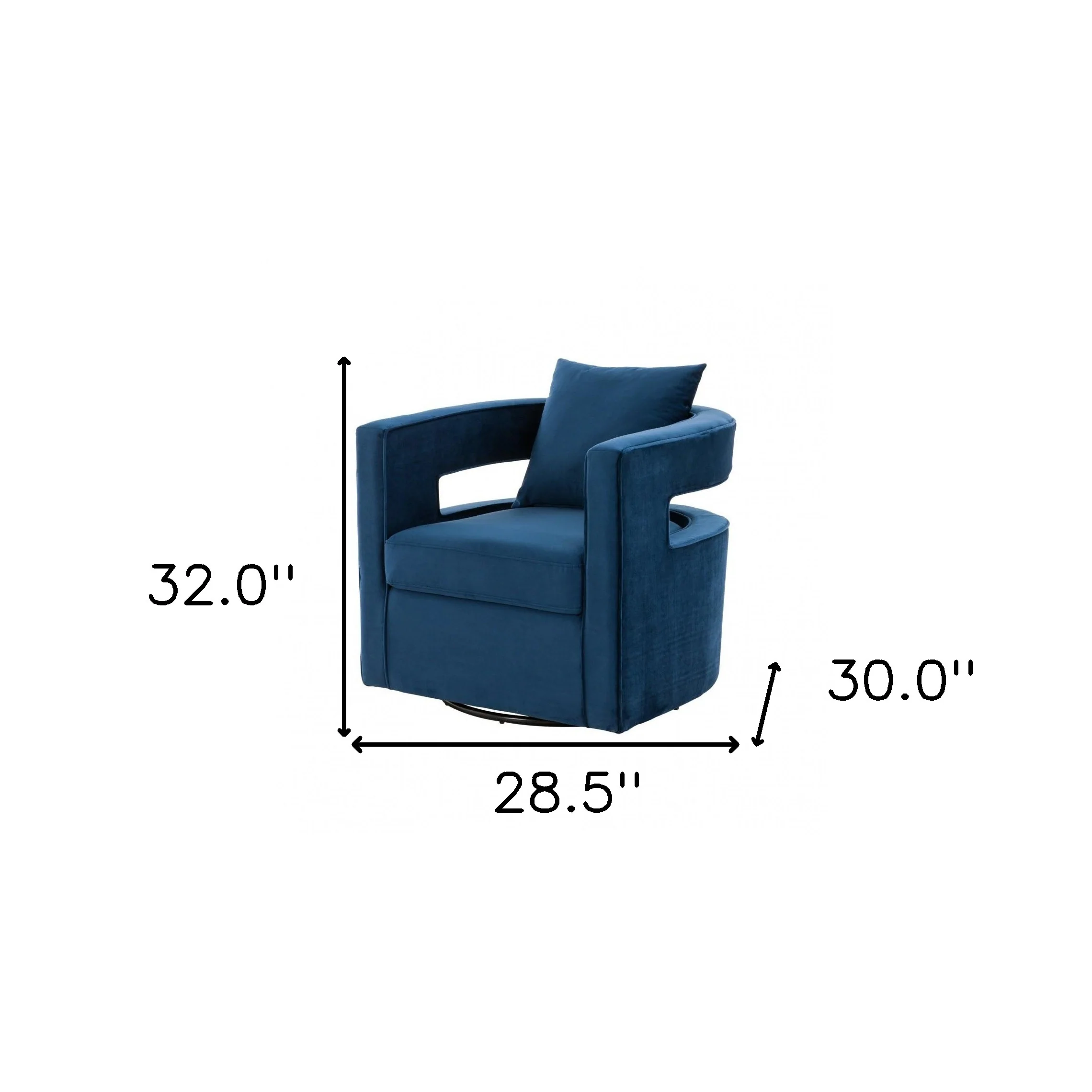 Stylish Blue Velvet Swivel Chair By Homeroots - Image 6