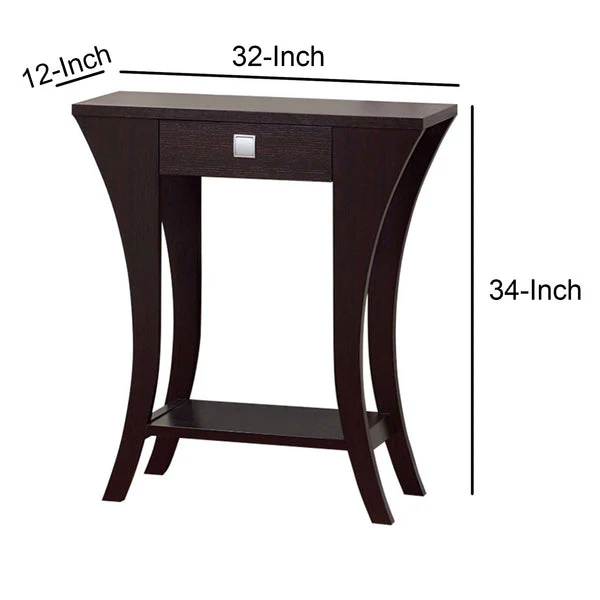 Stylish Console Table With 1 Drawer, Dark Brown By Benzara - Image 4