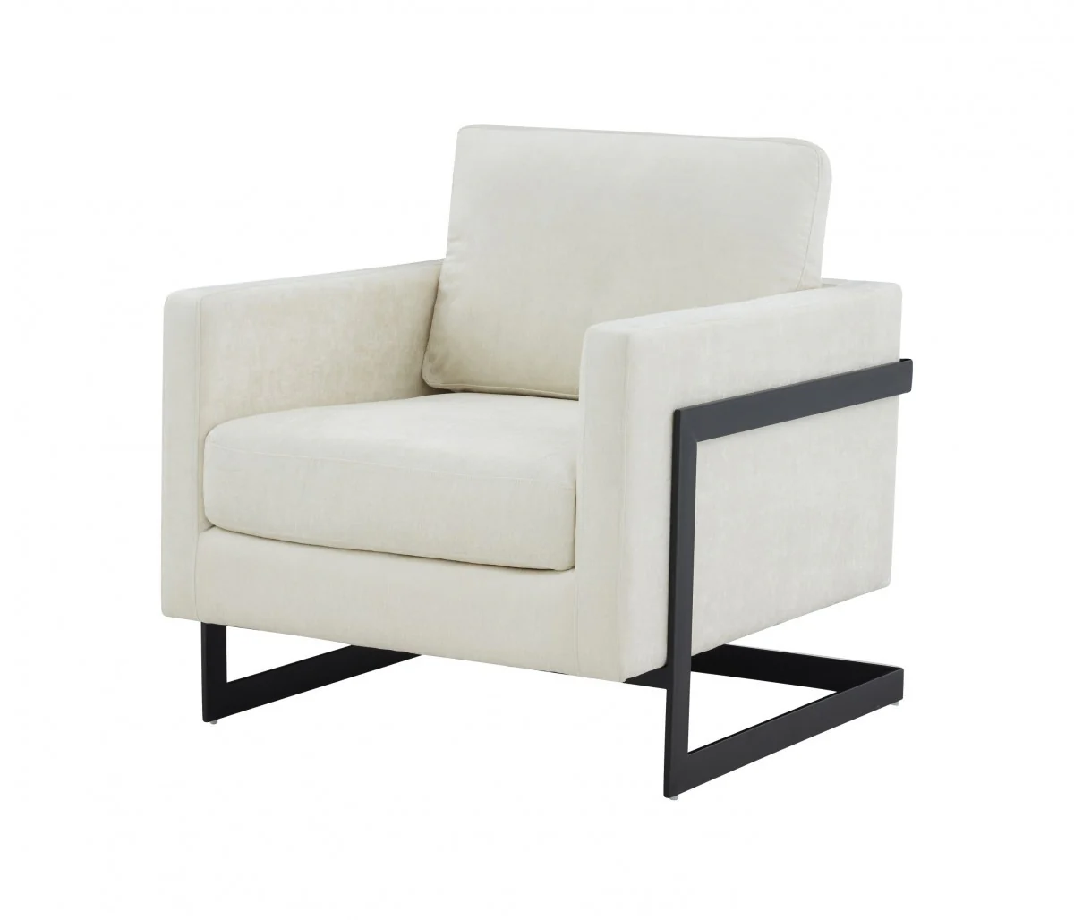 Stylish Cream and Black Fabric Accent Chair By Homeroots - Image 2