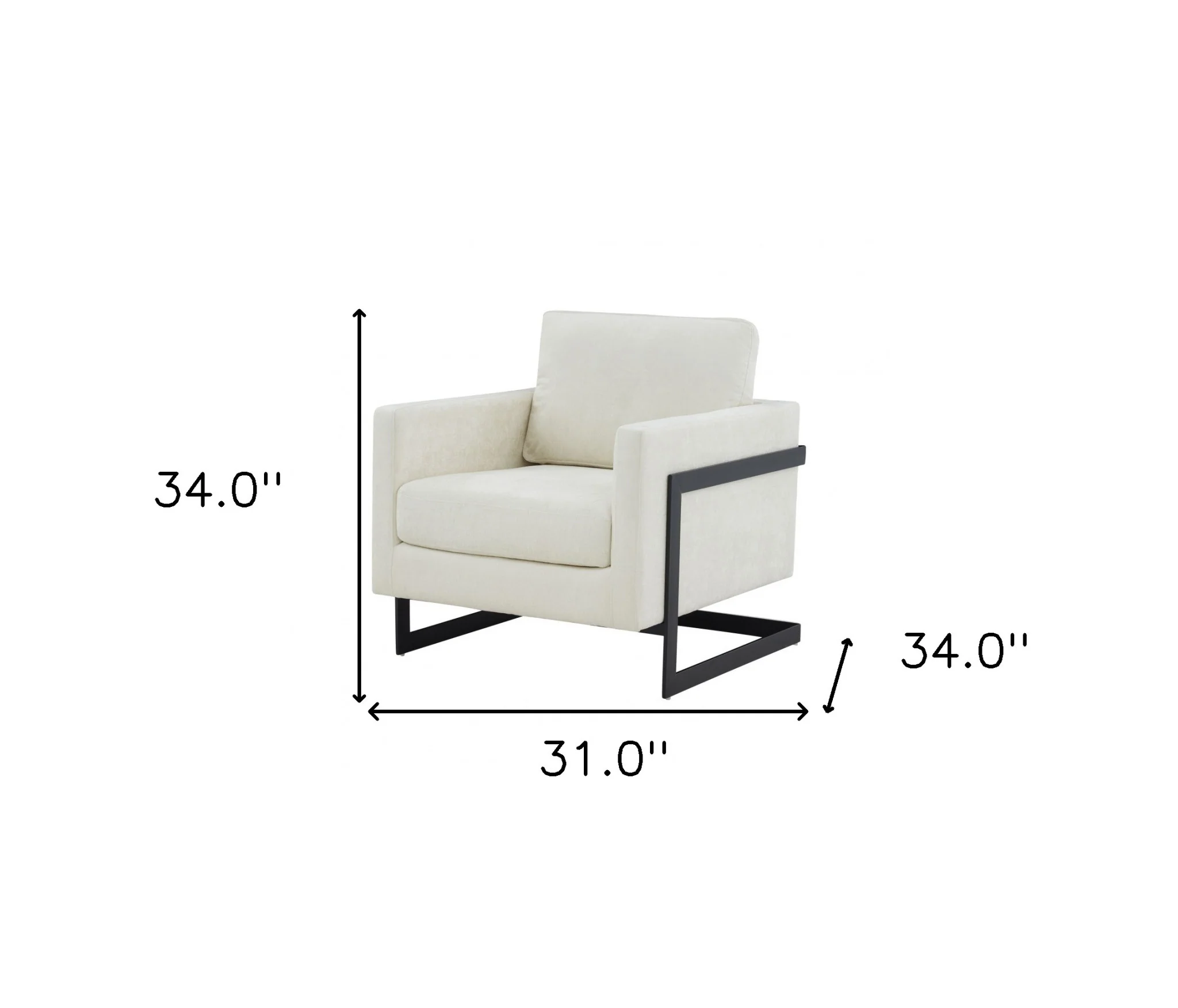 Stylish Cream and Black Fabric Accent Chair By Homeroots - Image 6