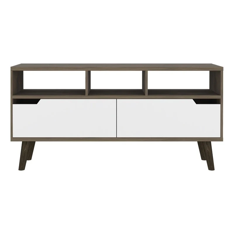 Stylish Dark Walnut and White Television Stand By Homeroots - Image 2