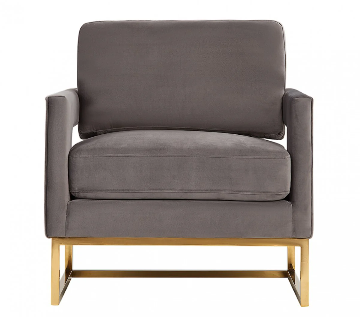 Stylish Grey Velvet And Gold Steel Chair By Homeroots - Image 3