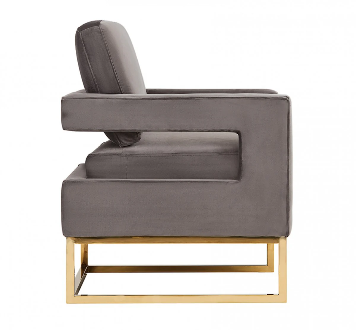 Stylish Grey Velvet And Gold Steel Chair By Homeroots - Image 4
