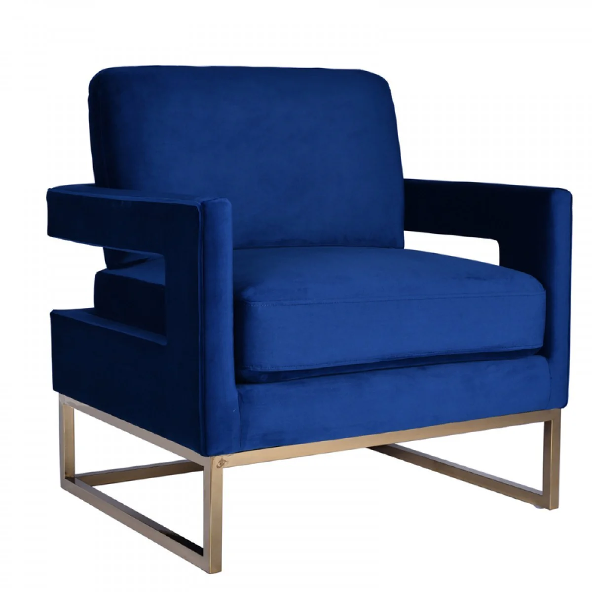 Stylish Grey Velvet And Gold Steel Chair By Homeroots - Image 7