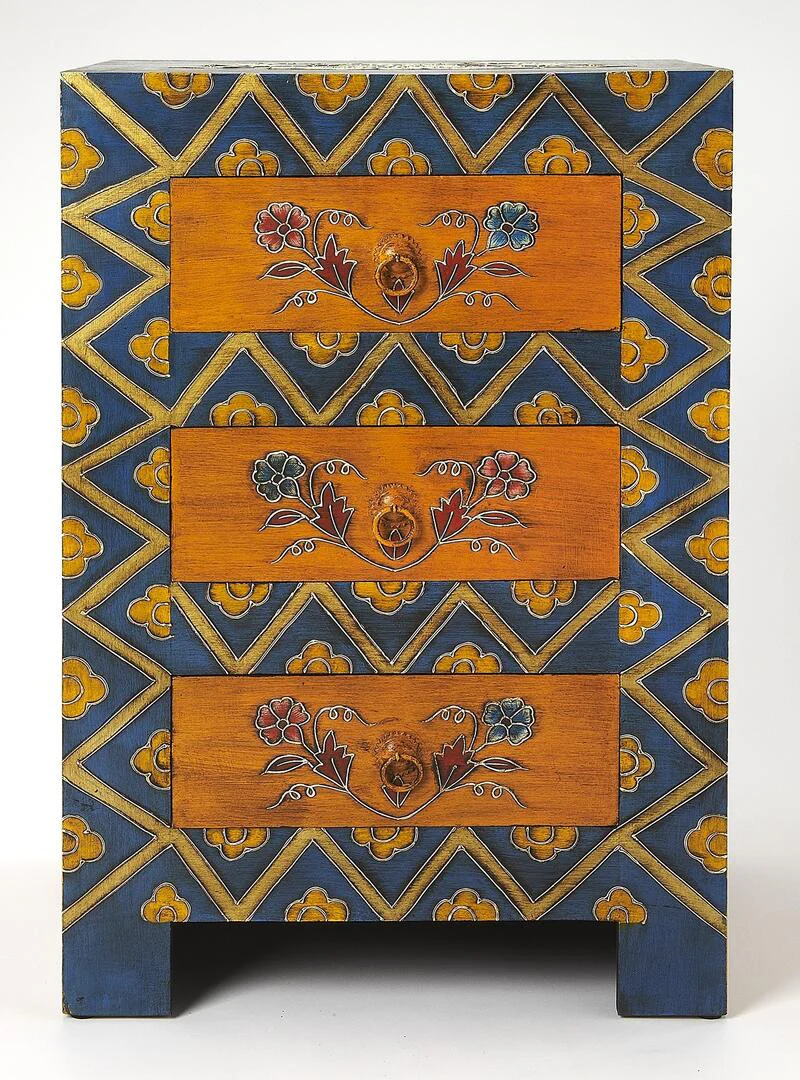 Stylish Hand Painted 3 Drawer Accent Cabinet By Homeroots - Image 2