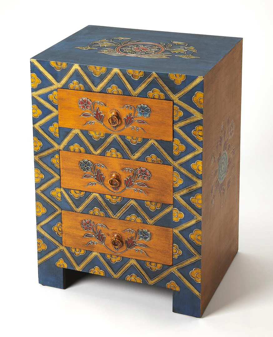 Stylish Hand Painted 3 Drawer Accent Cabinet By Homeroots - Image 4