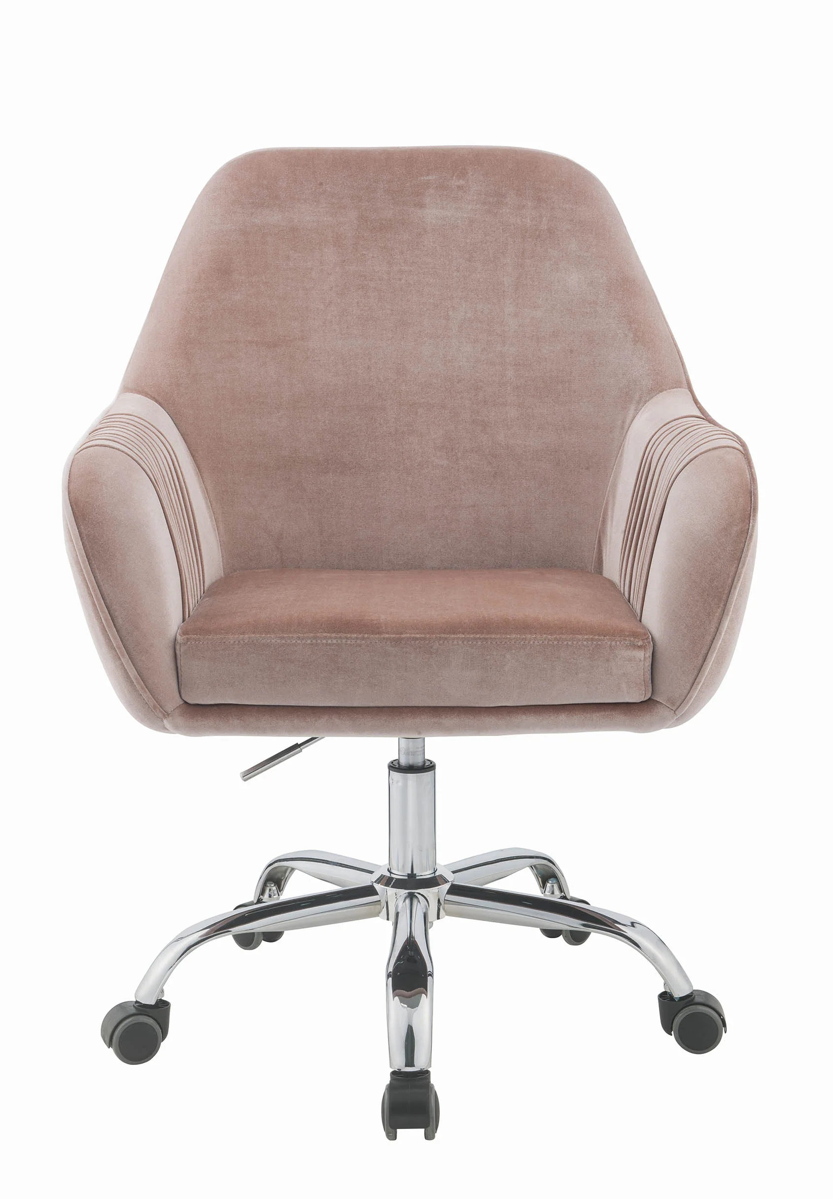 Stylish Mauve Rose Velvet Office Desk Chair on Wheels By Homeroots - Image 2